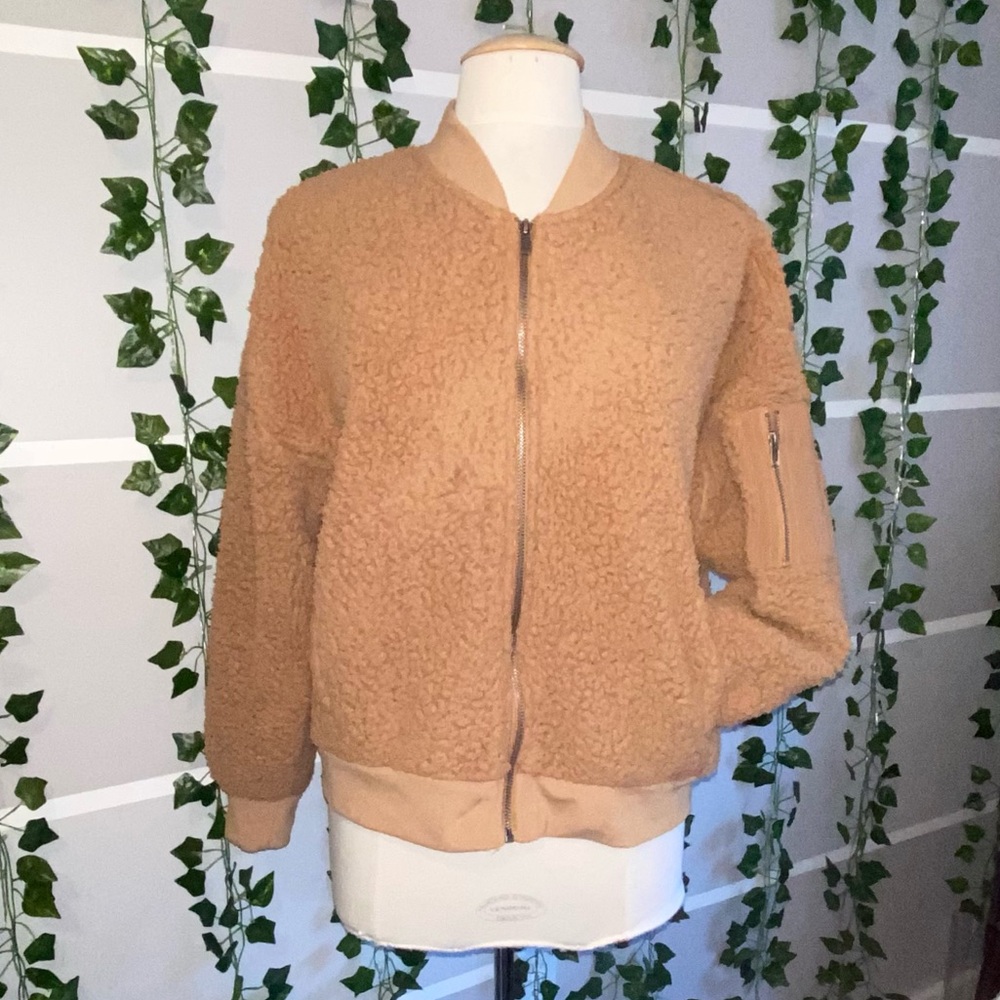Hippie Rose Tan Bomber Style Jacket